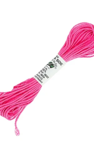 Popolare Fil à broder en soie pour broderie et couture - Soie d'Alger Rose Fluo (1033) x5m