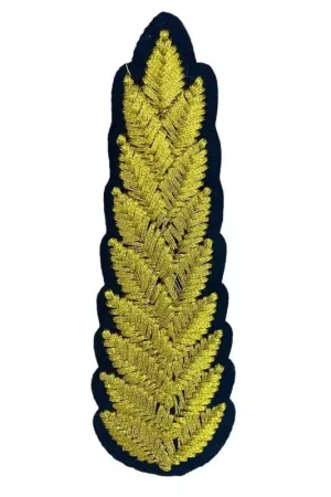 Applicazione Patch Termoadesiva Sacro Nero Ricamo Spiga Filo Oro Lurex 11x3,5 Cm Reso Gratuito