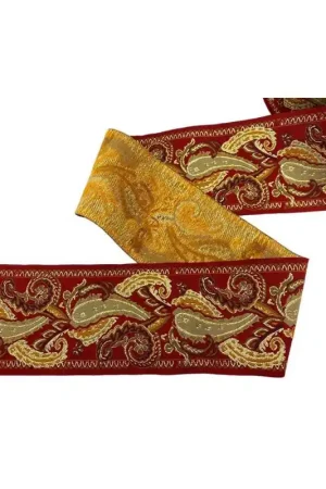Scelto Dai Clienti 50 Cm Passamaneria Bordeaux Tramezzo Bordo Gallone Jaquard Chasmer Filo Oro Lurex Alto 8 Cm