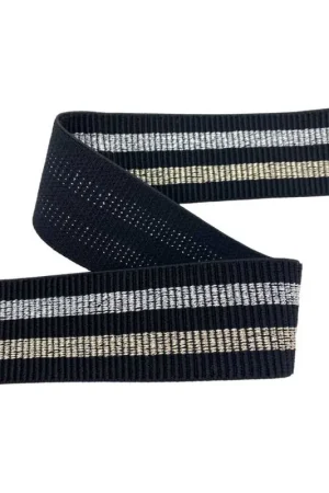 50 Cm Passamaneria Gallone Nero Elastico Riga Argento Oro Lurex Alto 4 Cm Pagamento Sicuro