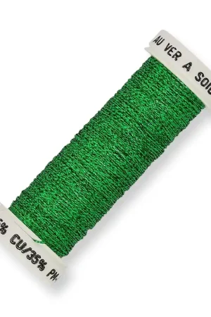 Di Tendenza Fil à broder métallisé tressé 4 - Au ver à soie - pour broderie Vert (008) x10m