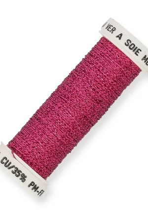 Spedizione Gratuita Fil à broder métallisé tressé 4 - Au ver à soie - pour broderie Fuchsia (024) x10m