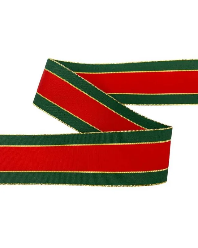 Passamaneria Nastro Riga Rosso Verde con Bordo Oro Lurex – Altezza 40 mm Popolare