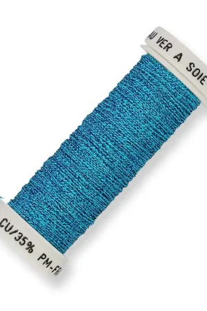 Professionale Fil à broder métallisé tressé 4 - Au ver à soie pour broderie Bleu Azur (006) x10m
