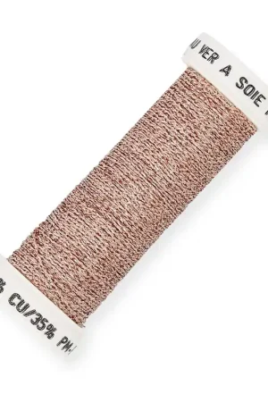 Professionale Fil à broder métallisé tressé 4 Au ver à soie - pour broderie Doré Rose (013) x10m
