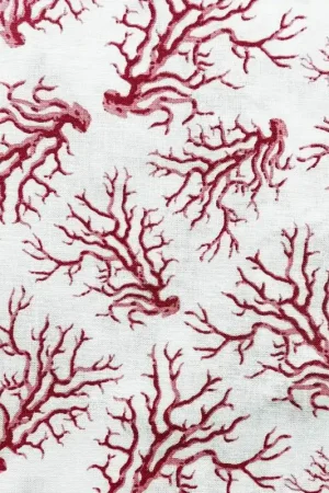 Stim Italia, Tessuto Bianco con Coralli Rossi Prezzo Ridotto