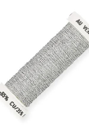 Fil à broder métallisé tressé 4 - Au ver à soie - pour broderie Argenté (001) x10m Prezzo Ridotto