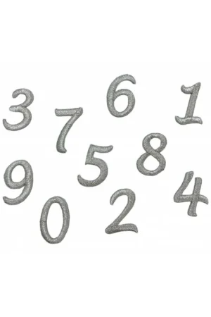 Quantità Limitata Applicazione Lurex Termoadesiva Filo Argento Ricamo Numero Patch Toppa Alto 2,5 Cm