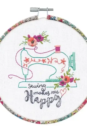 Vendita Finale Kit di ricamo con telaio rivestito in tessuto - Sew Happy - Dimensions