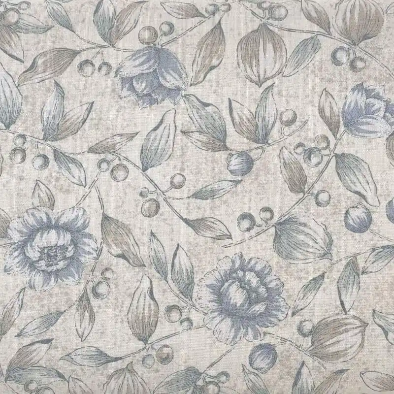 Handworks, Tessuto Marrone con Grandi Fiori Blu e Verdi Compra Oggi Stesso