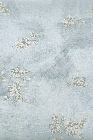 Vendita Finale Handworks, Tessuto Azzurro con Piccoli Mazzi di Fiori