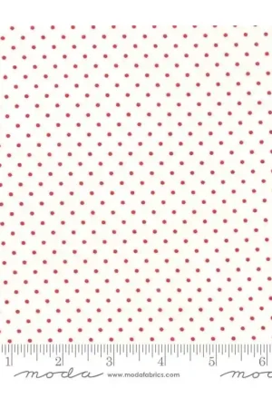 Moda Fabrics Essential Dots - Tessuto Bianco con Pois Rosso Solo Oggi