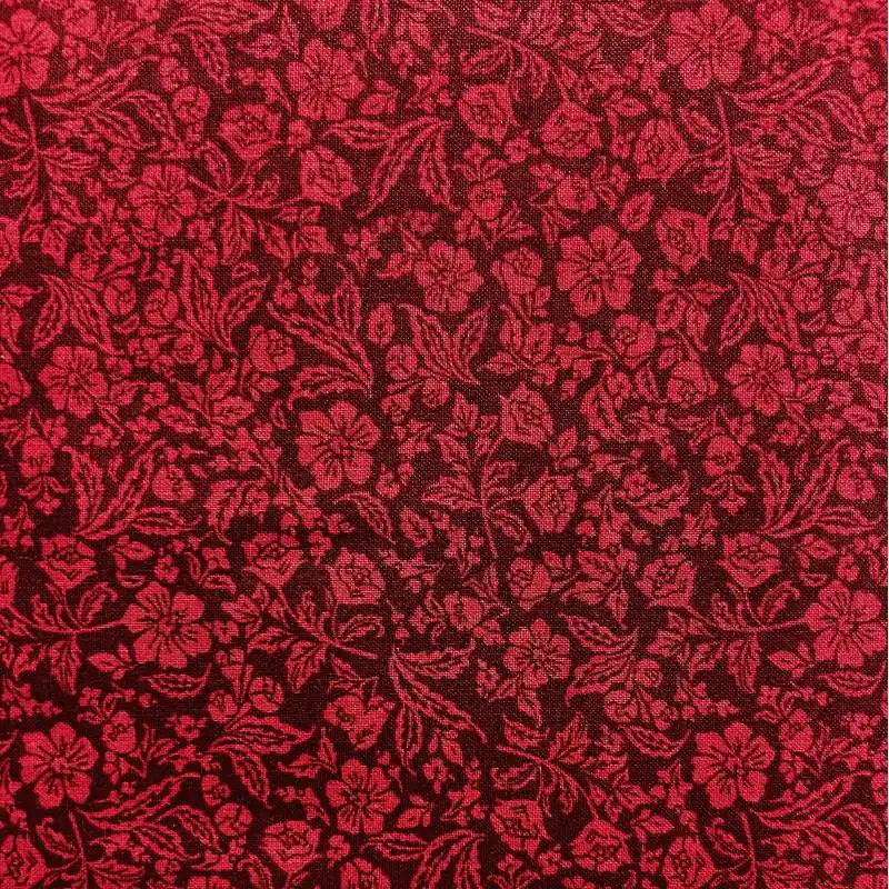 Non Perdere David Textiles, Tessuto Rosso con Fiori Rossi