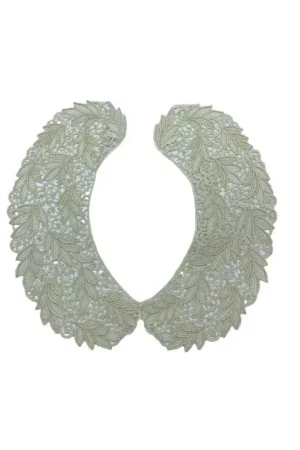 Offerta Applicazione Colletto Smerlato Donna Macramè Ricamo Ghirigoro Foglia Ecrù