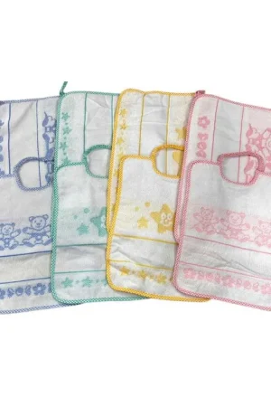 Set Asilo 2 Pezzi Bavetta Elastico Spugna Bianca Tovaglietta Bordo Aida Offerta Speciale