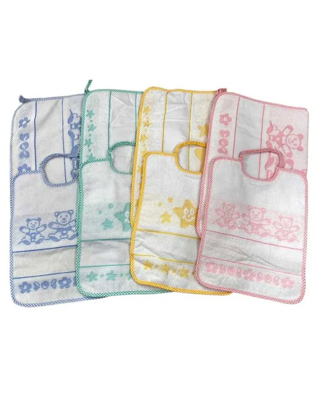 Set Asilo 2 Pezzi Bavetta Elastico Spugna Bianca Tovaglietta Bordo Aida Offerta Speciale