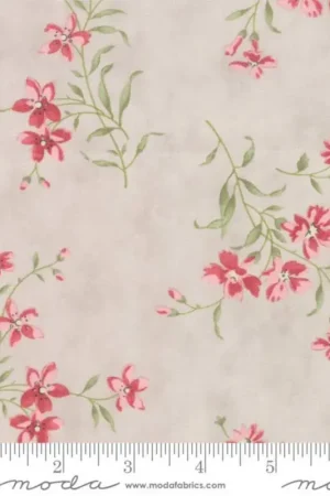 Affare Moda Fabrics Rue 1800, Tessuto Beige con Grandi Fiori Rosa