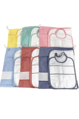 Set Asilo 3 Pezzi Bavetta Spugna Bianca Elastico Sacca Tovaglietta Bordo Aida Ordina Subito