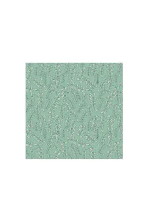 Spedito Oggi Marcus Fabrics Dance at Dusk, Tessuto Verde Acqua con Piccole Foglie Bianche