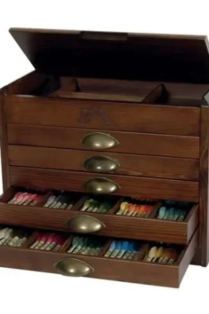 Ultimissimo Modello Stoccaggio per i fili - Cassettiera vintage a 5 cassetti - 500 colori Mouliné Spécial - DMC