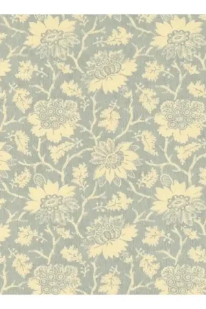 Moda Fabrics La Vie Boheme, Tessuto Azzurro con Fiori Bianchi Occasione