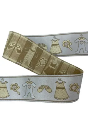 Occasione Imperdibile Passamaneria Nastro Gallone Raso Tirolese Ricamo Baby Base Beige Alto 3 Cm