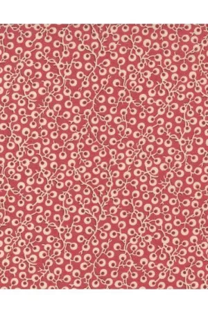Moda Fabrics La Vie Boheme, Tessuto Rosso con Piccole Bacche Bianche Compra Oggi Stesso