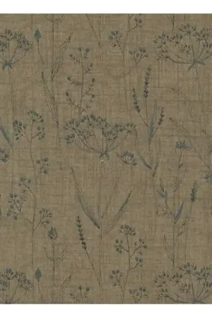 27th Centenary Collection by Yoko Saito, Tessuto Marrone con Disegno Fiori Verdi Bestseller