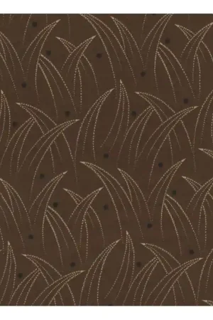 Super Prezzo 27th Centenary Collection by Yoko Saito, Tessuto Marrone con Disegno Fili Erba