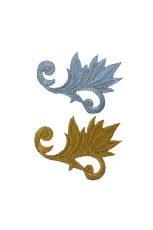 Quantità Limitata Applicazione Patch Termoadesiva Coppia DX SX Stemma Sacro Lurex Ricamo 9,5x7 Cm