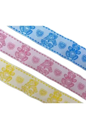 Passamaneria Nastro Gallone Tirolese Ricamo Orsetto Cuore Fiocco Alto 2,5 Cm Affare