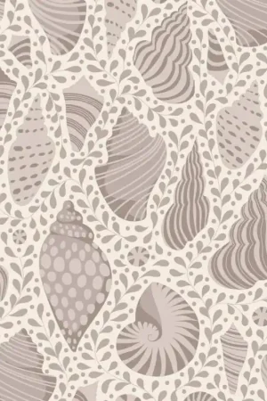 Spedito Oggi Tilda Cotton Beach Shells Grey, Tessuto Grigio con Conchiglie