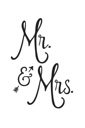 Transfert thermocollant Mr & Mrs 24.8x17 cm Noir x1 Prezzo Ridotto