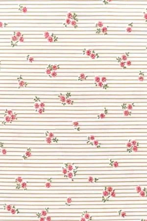 Sconto Tessuto con Righe e Fiori Rosa - Sevenberry