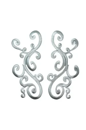 Applicazione Coppia DX SX Termoadesiva Ricamo Ghirigoro Lurex Sacro 19,5x9 Cm A Buon Prezzo