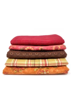 Pacchettino di Flanella, 5 Tessuti 45 x 55 cm, Rosso e Arancione Offerta