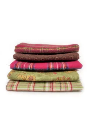 Professionale Pacchettino di Flanella, 5 Tessuti 45 x 55 cm, Rosso e Verde