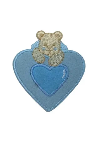 Ultimissimo Modello Applicazione Termoadesiva Patch Ricamo Orsetto Cuore Panno Alto 6x5,5 Cm