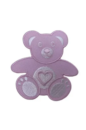 Ultimissimo Modello Applicazione Termoadesiva Patch Ricamo Bianco Orsetto Cuore Tessuto Alto 7 Cm
