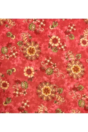 Flannel Essentials 7, Tessuto Flanella Rossa con Fiori by The Buggy Burn per Henry Glass Reso Gratuito