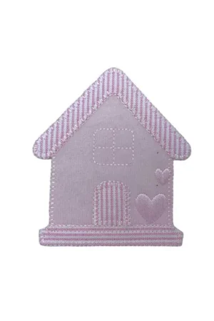 Applicazione Termoadesiva Tessuto Riga Ricamo Cuore Baby Casa 8x7 Cm Promozione