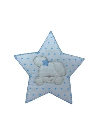 Occasione Applicazione Termoadesiva Patch Ricamo Stella Baby Cane Tessuto Pois Base Bianco 11 Cm