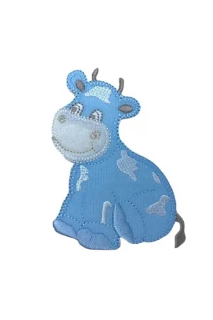 Applicazione Termoadesiva Patch Velluto Ricamo Toro Celeste 9x7 Cm Vendita Finale