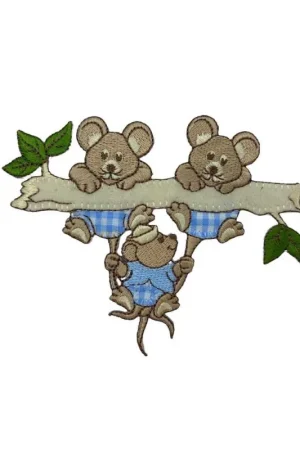 Applicazione Termoadesiva Baby Ricamo Koala con Topolini Aggrappati al Ramo Beige Tessuto 11x9 cm Miglior Prezzo