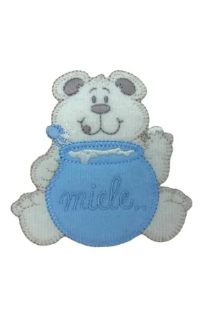 Applicazione Termoadesiva Patch Velluto Ricamo Orsetto Barattolo Tessuto Alto 8 Cm Di Tendenza