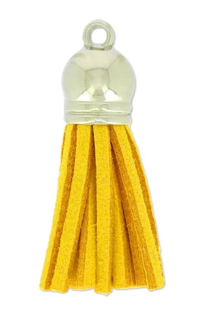 Ultima Occasione Pompon en suedine 36 mm rhodié Jaune x1