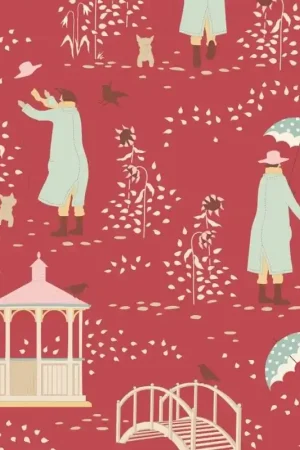 Tilda Windy Days Windy Walk Dusty Red, Tessuto Rosso con Disegno di una Giornata Ventosa Miglior Prezzo