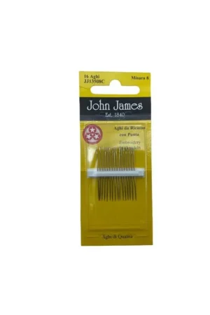 16 Aghi Ricamo Classico Mano Mis. 8 Punta Tre Stelle John James Alti 3,5 Cm Prezzo Di Fabbrica