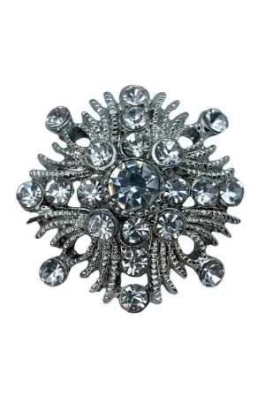 Bottone Gioiello Bombato Metallo Argento Strass Gambo 30 Mm Popolare