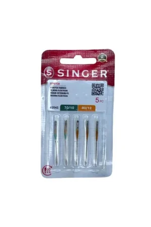 5 Pz Aghi Singer Stretch Tessuti Elastici 2045 70/10 80/12 Pagamento Sicuro